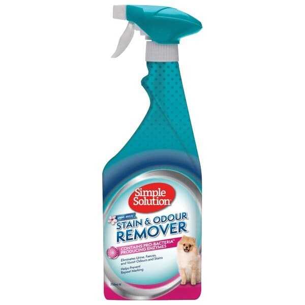 Simple Solution Stain+Odour Remover for Dogs 750ml trigger spray with Spring Breeze fragrance and pro-bacteria formula