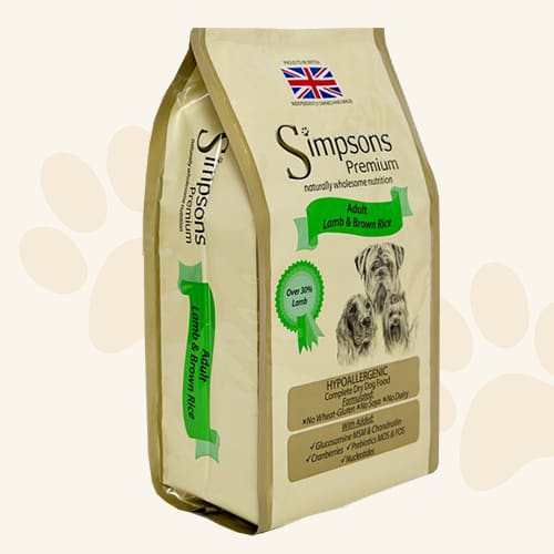 Simpsons Premium Adult Lamb & Brown Rice Dry Dog Food package