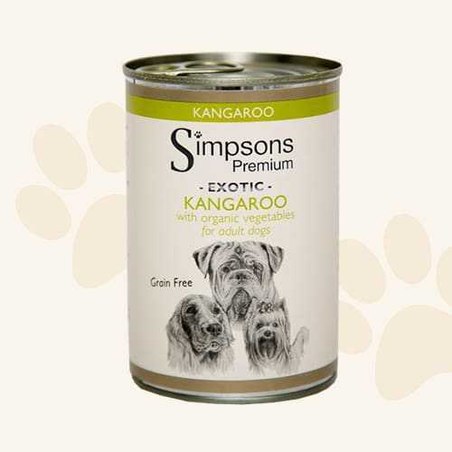 Simpsons Premium Kangaroo Casserole with Organic Vegetables Wet Dog Food 400g Tin