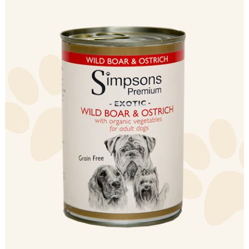 Simpsons Premium Wild Boar & Ostrich Casserole with Organic Vegetables Wet Dog Food -Simpsons5060318130610