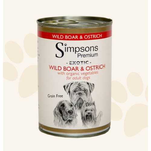 Simpsons Premium Wild Boar & Ostrich Casserole with Organic Vegetables Wet Dog Food -Simpsons5060318130610