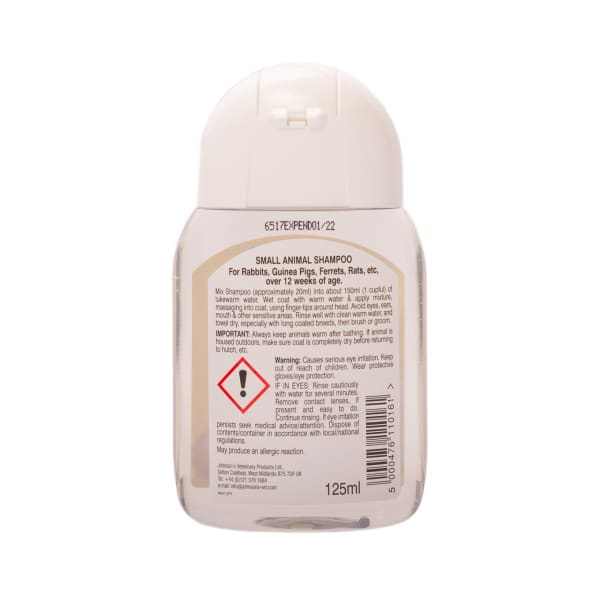 Small Animal Cleansing Shampoo - 125ml bottle for rabbits, guinea pigs, and ferrets.
