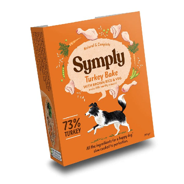 Symply Turkey Bake 395g Wet Dog Food Trays -Symply5029040004637-7