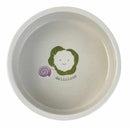 Veggie Ceramic Dog Bowl with decorative vegetable design, easy to clean, stoneware, dishwasher safe.