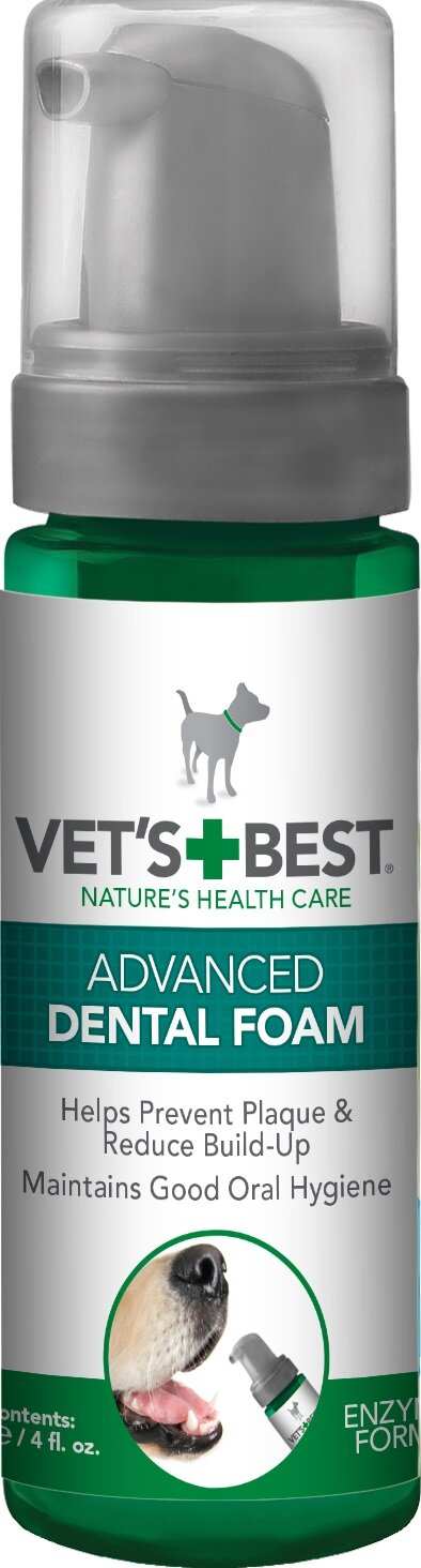 Vet's Best Advanced Dental Foam 150ml Dispenser for dogs, prevents plaque and tartar, freshens breath.