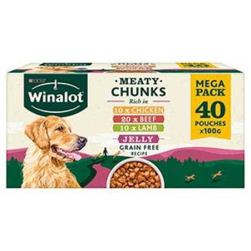 Winalot Adult Wet Dog Food Mixed in Jelly 40x100g Pouches Mega Pack.